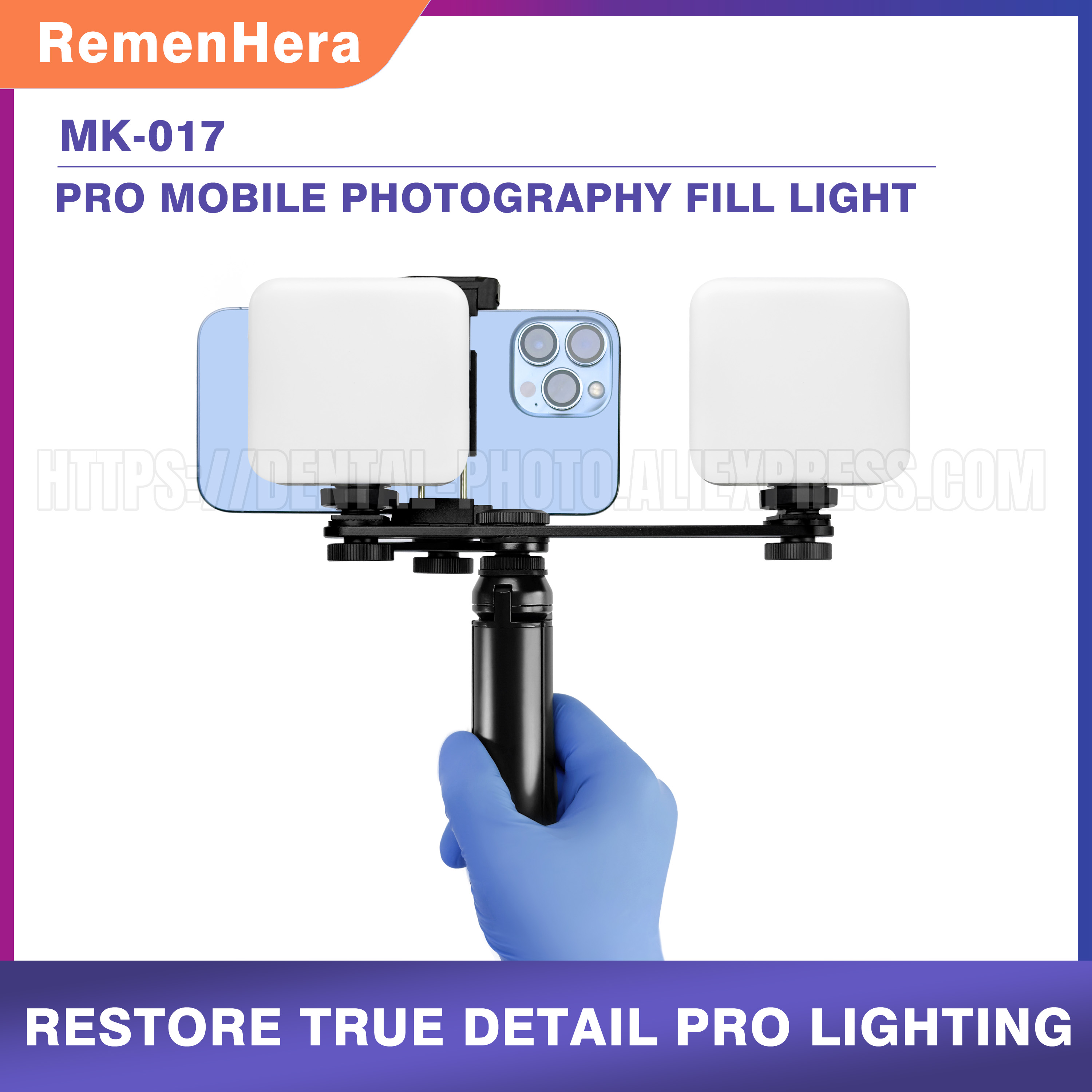 Photography Mobile Lighting - HERA 携帯電話写真撮影用LEDフィルライト 歯科写真、マクロ、ネイルアート、色合わせ、非反射ポータブルライト