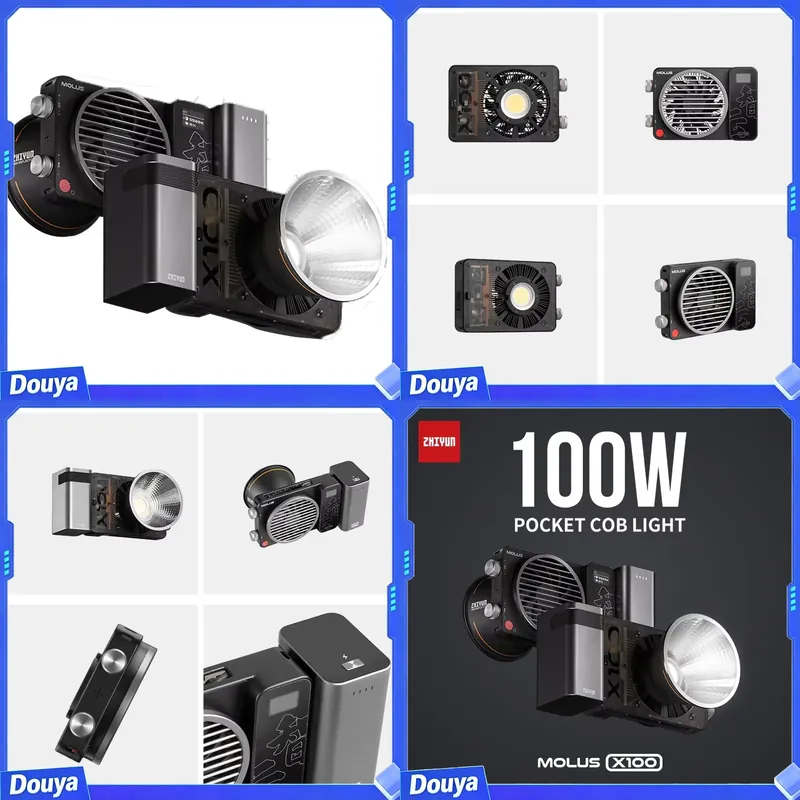 Photography Lighting Handheld - ZHIYUN Molus X100 100W COB LEDライト。写真撮影やビデオ撮影用の屋外照明。ハンドヘルドで持ち運び可能な小型ライト。