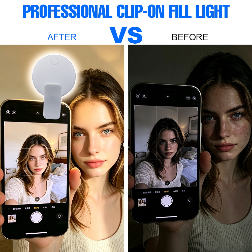 クリップ式LEDセルフィーフィルライト 3段階の明るさ 2つ - Photography Lighting Description のレビューと価格