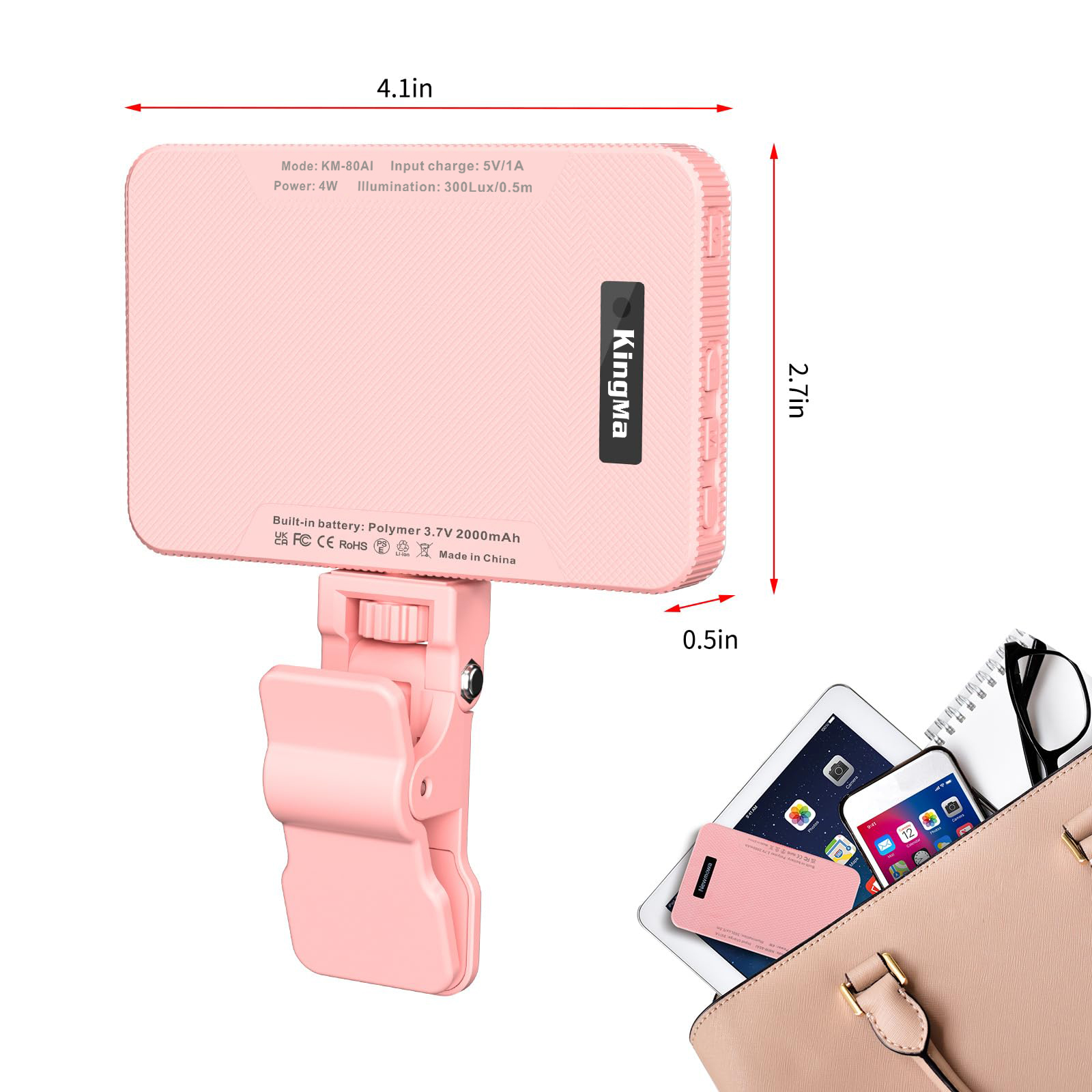 キングマピンクの充電式セルフィーライト、ポータブルクリップ、 - Photography Lighting Handheld のレビューと価格